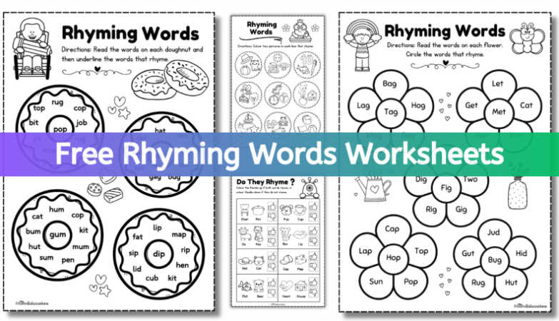 Rhyming words worksheet free