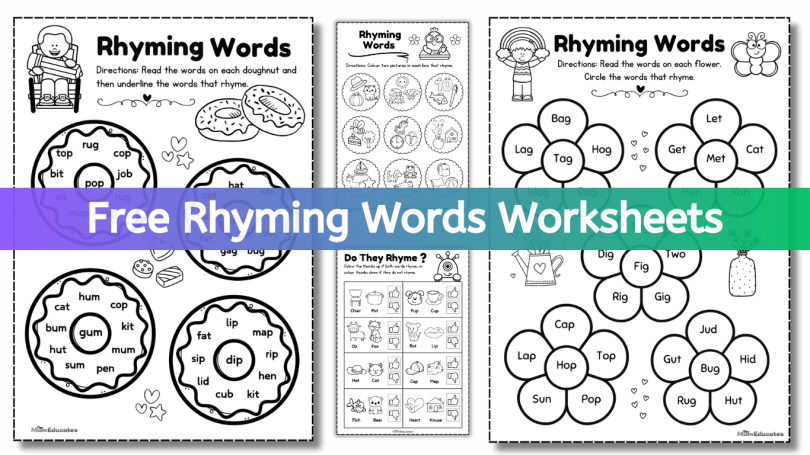 Free Rhyming Words Worksheet for Easy Learning